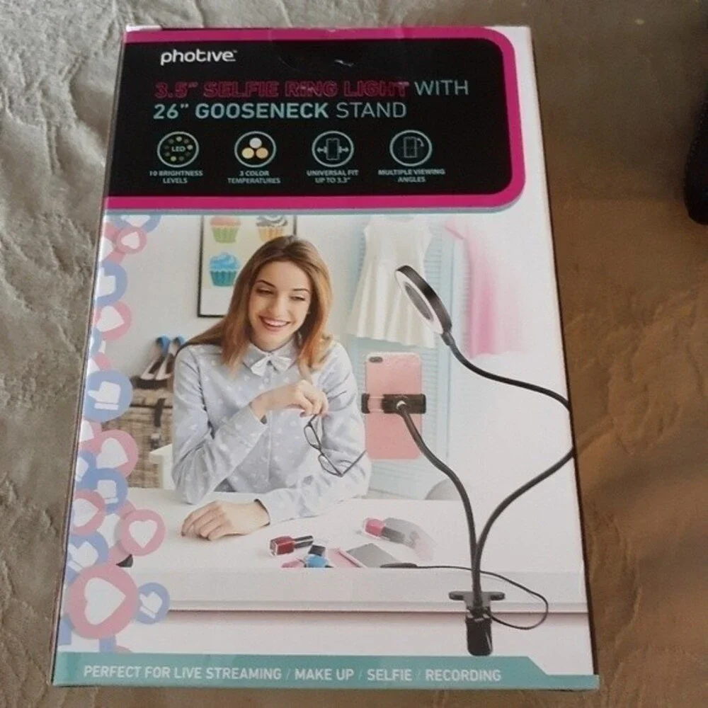 ring light podcast selfie stick photive ring lighting makeup fixture cell phone - Picture 2 of 8